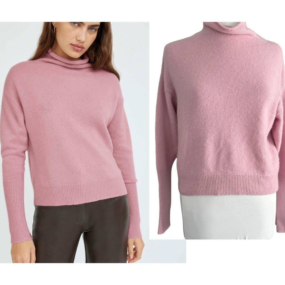 Aritzia Wilfred Luxe Cashmere Cyprie Mockneck Sweater 100% Pink Small Excellent